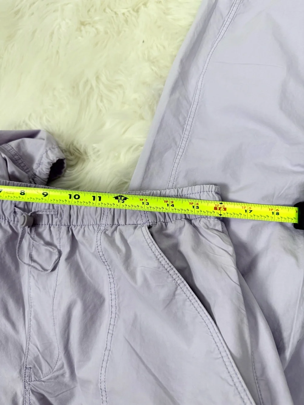 ZARA Lilac Cotton Parachute Cargo Pants Elastic Drawstring M Y2K Gorpcore Casual